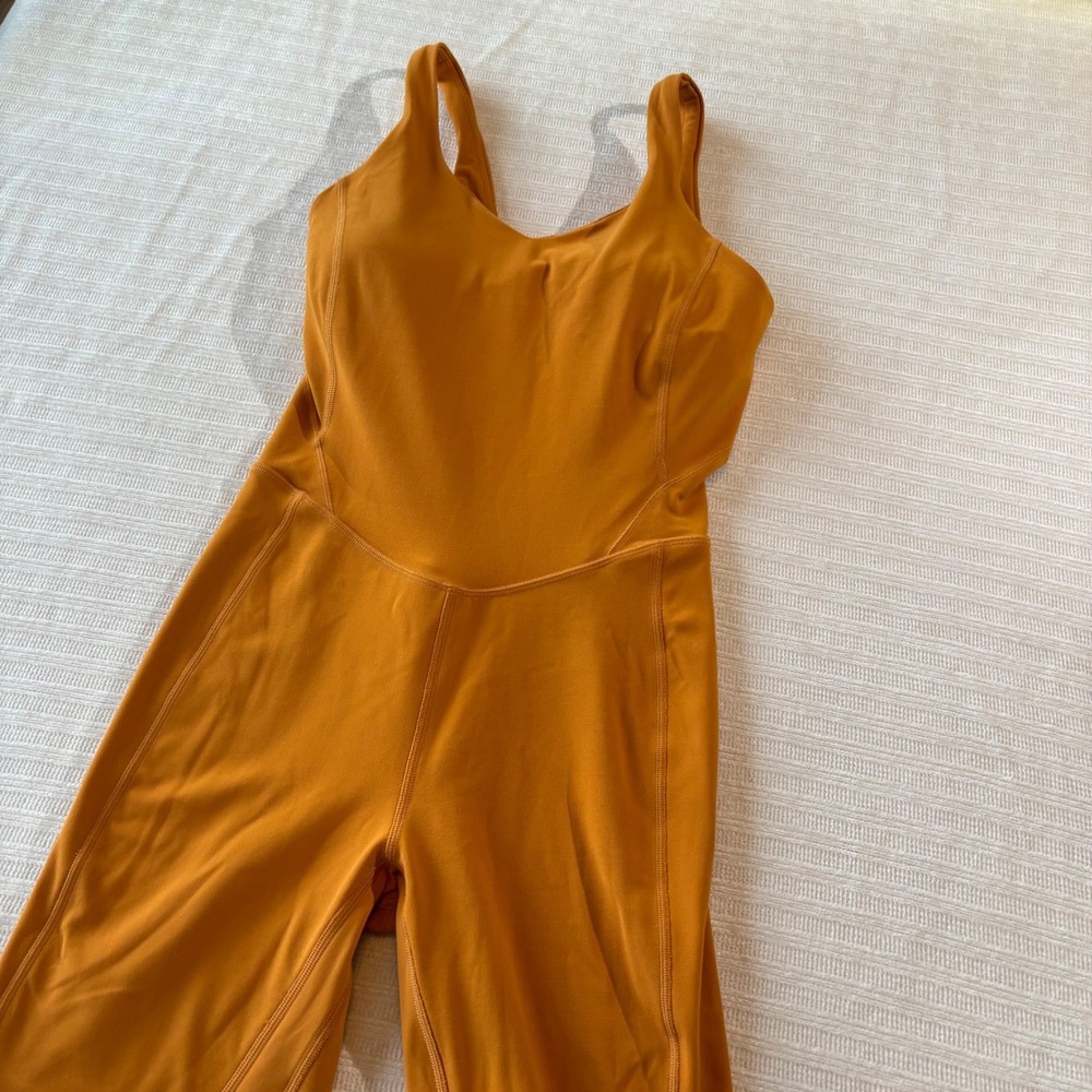 Lululemon Align Bodysuit 8 Inch Gold Ochre Yoga Romper One Piece Size 4